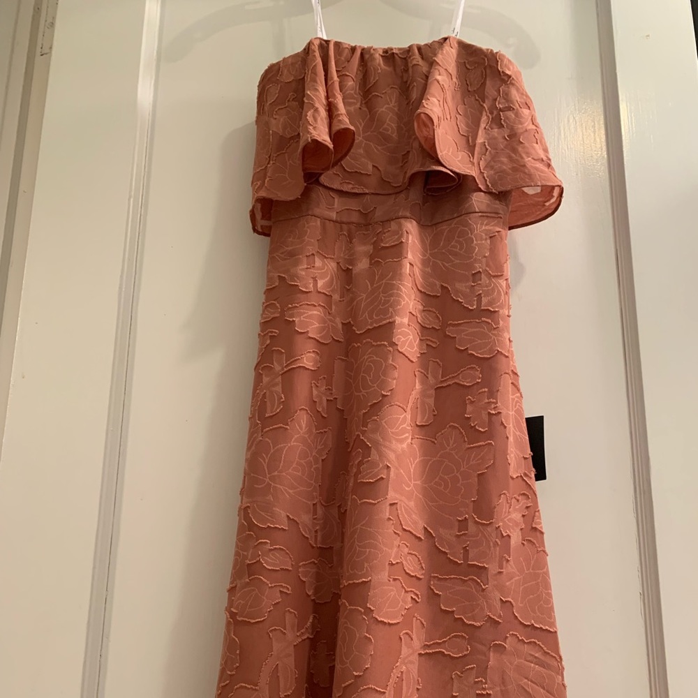 Lulu’sNWT Rusty Rose Floral Burnout Strapless Midi Dress